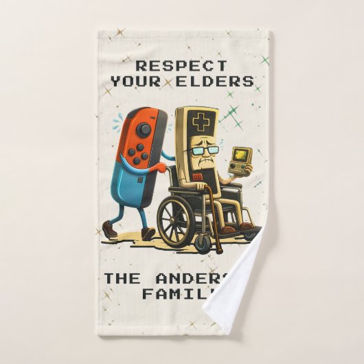 Respect Your Elders Gaming Control Retro Funny バスタオルセット (ハンドタオル)