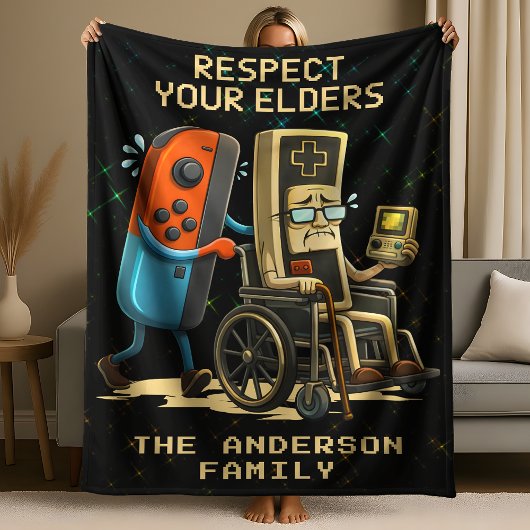 Respect Your Elders Gaming Control Retro Funny フリースブランケット