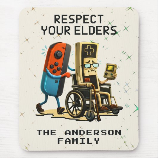 Respect Your Elders Gaming Control Retro Funny マウスパッド (正面)