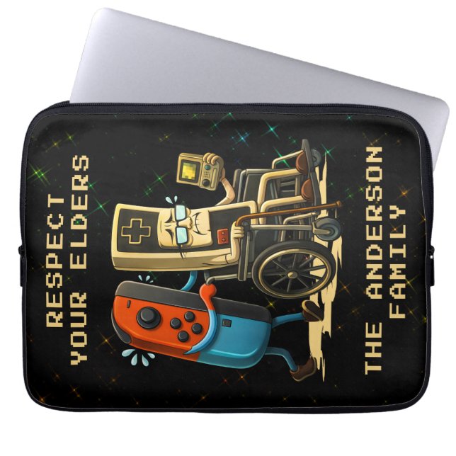Respect Your Elders Gaming Control Retro Funny ラップトップスリーブ (正面)
