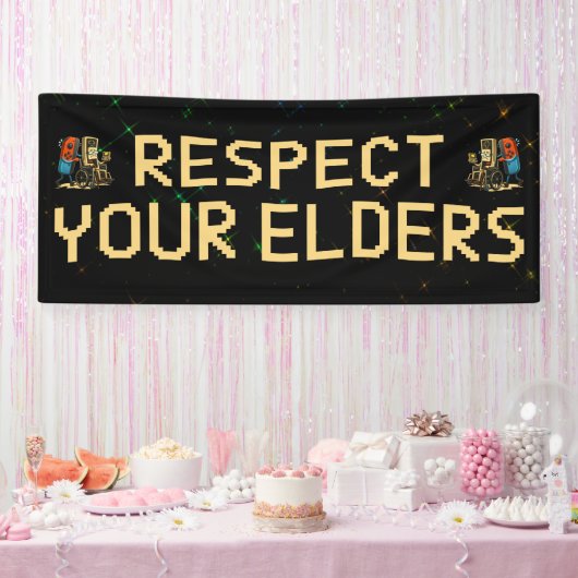 Respect Your Elders Gaming Control Retro Funny 横断幕 (パーティー)