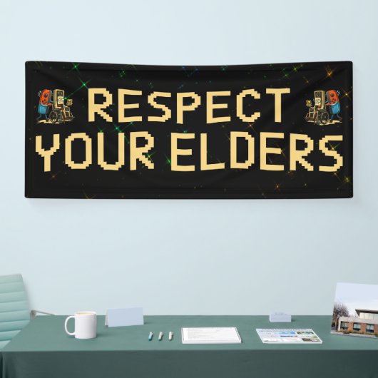 Respect Your Elders Gaming Control Retro Funny 横断幕 (トレードショー)