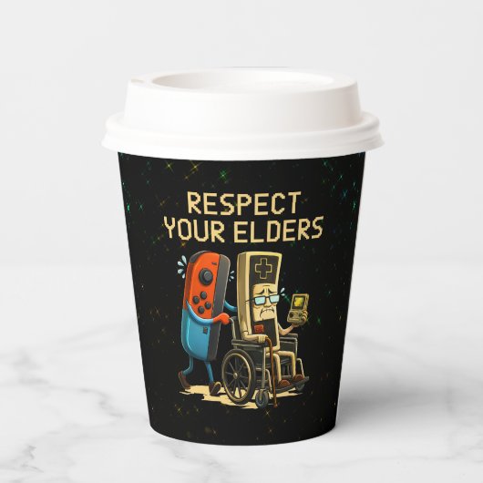 Respect Your Elders Gaming Control Retro Funny 紙コップ (裏面)