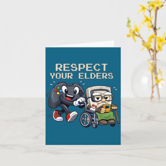 Respect Your Elders Gaming Control Retro Funny Gam カード (黄色い花)