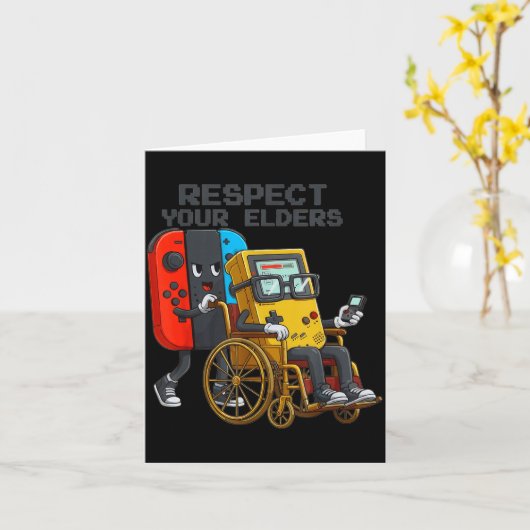 Respect Your Elders Gaming Control Retro Funny Gam カード (黄色い花)