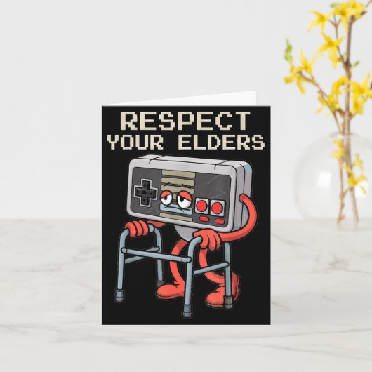 Respect Your Elders Gaming Control Retro Funny Gam カード (黄色い花)