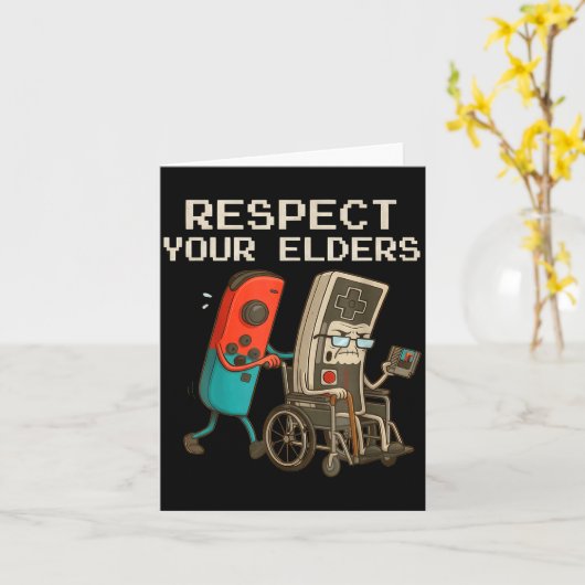 Respect Your Elders Gaming Control Retro Funny Gam カード (黄色い花)