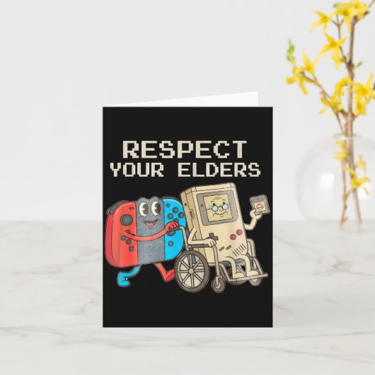 Respect Your Elders Gaming Control Retro Funny Gam カード (黄色い花)