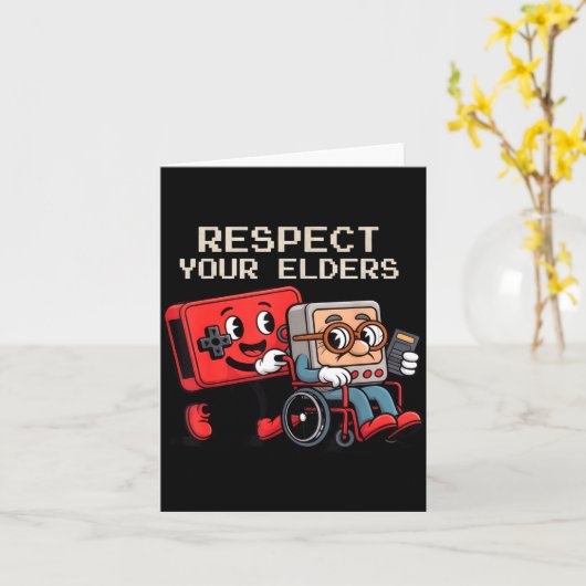 Respect Your Elders Gaming Control Retro Funny Gam カード (黄色い花)