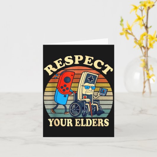 Respect Your Elders Gaming Control Retro Funny Gam カード (黄色い花)