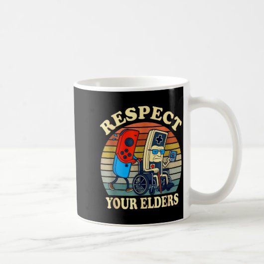 Respect Your Elders Gaming Control Retro Funny Gam コーヒーマグカップ (右)