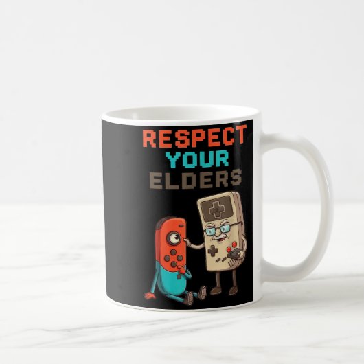 Respect Your Elders Gaming Control Retro Funny Gam コーヒーマグカップ (右)
