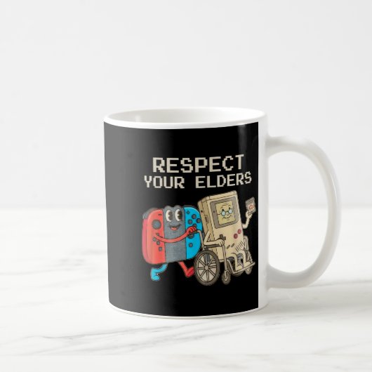 Respect Your Elders Gaming Control Retro Funny Gam コーヒーマグカップ (右)