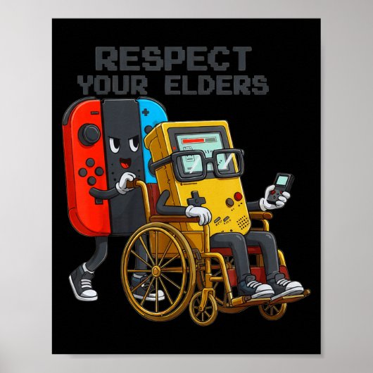 Respect Your Elders Gaming Control Retro Funny Gam ポスター (正面)