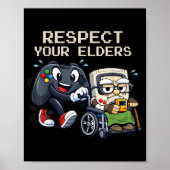 Respect Your Elders Gaming Control Retro Funny Gam ポスター (正面)