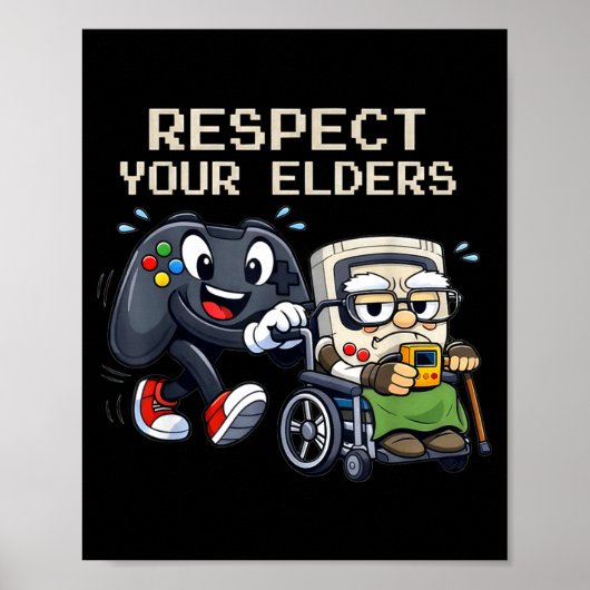 Respect Your Elders Gaming Control Retro Funny Gam ポスター (正面)