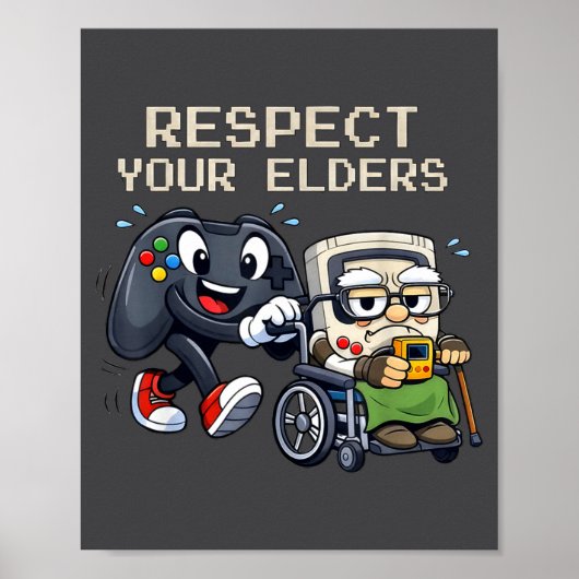Respect Your Elders Gaming Control Retro Funny Gam ポスター (正面)