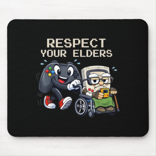 Respect Your Elders Gaming Control Retro Funny Gam マウスパッド (正面)