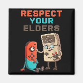 Respect Your Elders Gaming Control Retro Funny Gam マグネット (正面)