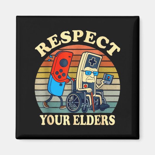 Respect Your Elders Gaming Control Retro Funny Gam マグネット (正面)