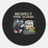Respect Your Elders Gaming Control Retro Funny Gam ラウンドシール (正面)