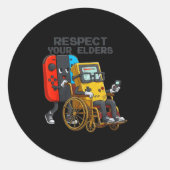 Respect Your Elders Gaming Control Retro Funny Gam ラウンドシール (正面)