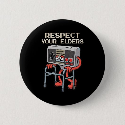 Respect Your Elders Gaming Control Retro Funny Gam 缶バッジ (正面)