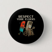 Respect Your Elders Gaming Control Retro Funny Gam 缶バッジ (正面)