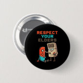 Respect Your Elders Gaming Control Retro Funny Gam 缶バッジ (正面&裏面)