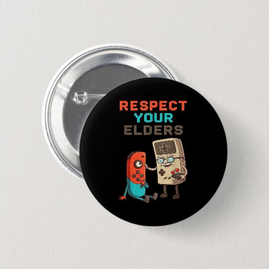 Respect Your Elders Gaming Control Retro Funny Gam 缶バッジ (正面&裏面)