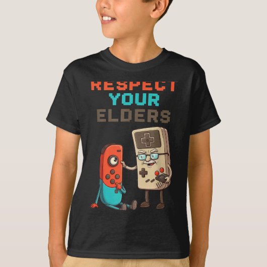 Respect Your Elders Gaming Control Retro Funny Gam Tシャツ (正面)