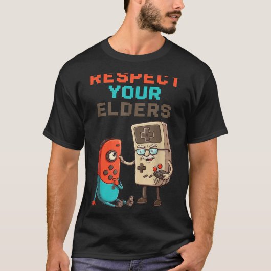 Respect Your Elders Gaming Control Retro Funny Gam Tシャツ (正面)