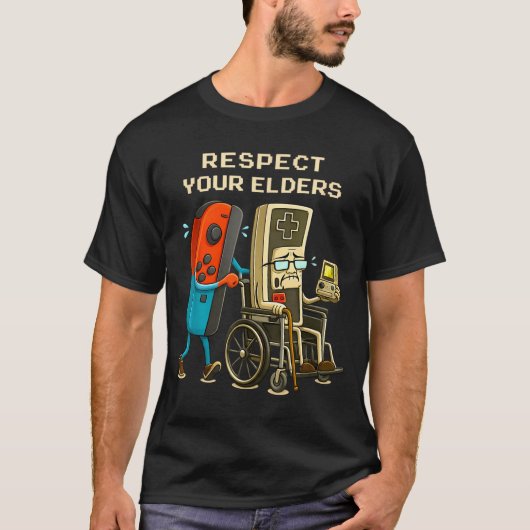 Respect Your Elders Gaming Control Retro Funny Gam Tシャツ (正面)