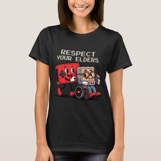 Respect Your Elders Gaming Control Retro Funny Gam Tシャツ (正面)