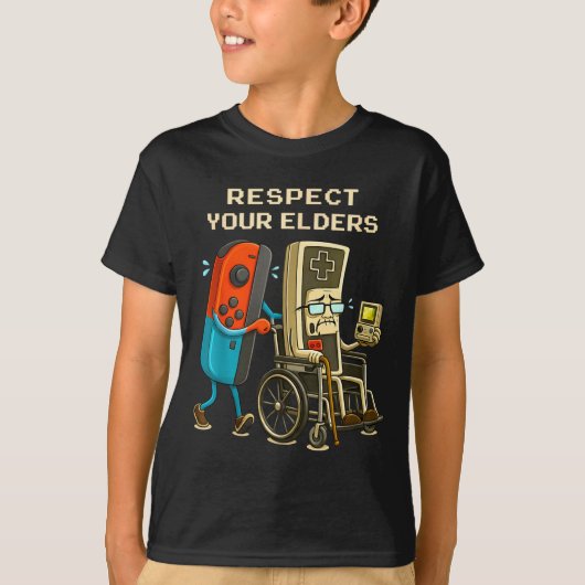 Respect Your Elders Gaming Control Retro Funny Gam Tシャツ (正面)
