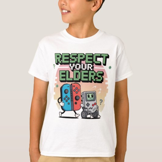 Respect Your Elders Gaming Control Retro Funny Gam Tシャツ (正面)