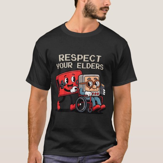 Respect Your Elders Gaming Control Retro Funny Gam Tシャツ (正面)