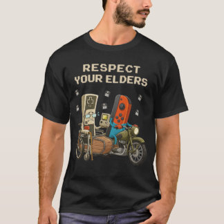 Respect Your Elders Gaming Control Retro Funny Tシャツ