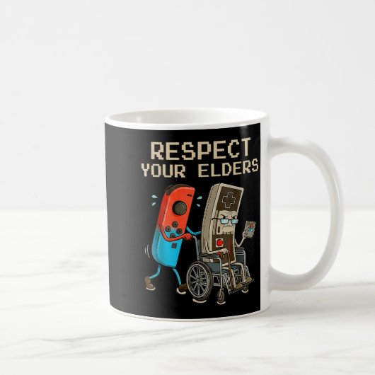Respect Your Elders Retro Gaming Controller Funny  コーヒーマグカップ (右)