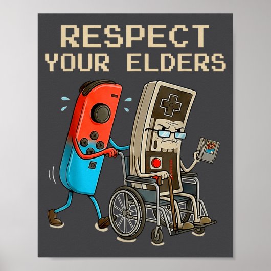 Respect Your Elders Retro Gaming Controller Funny  ポスター (正面)