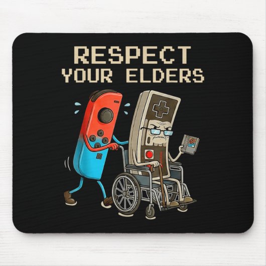 Respect Your Elders Retro Gaming Controller Funny  マウスパッド (正面)