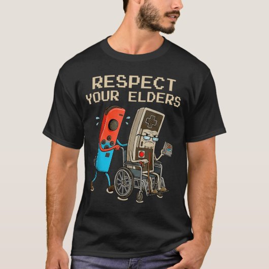 Respect Your Elders Retro Gaming Controller Funny  Tシャツ (正面)