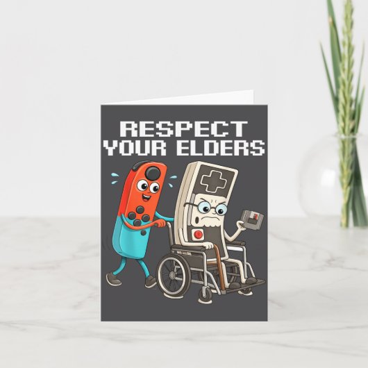 Respect Your Elders Retro Gaming Funny Controller カード (正面)