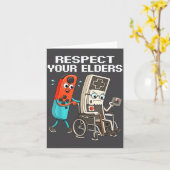 Respect Your Elders Retro Gaming Funny Controller カード (黄色い花)