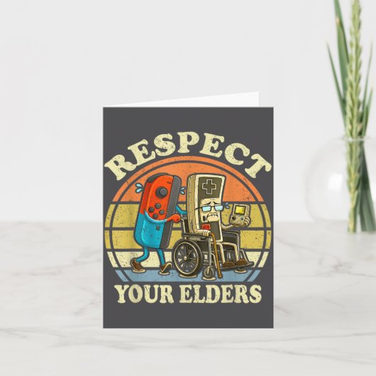 Respect Your Elders Retro Gaming Funny Controller カード (正面)