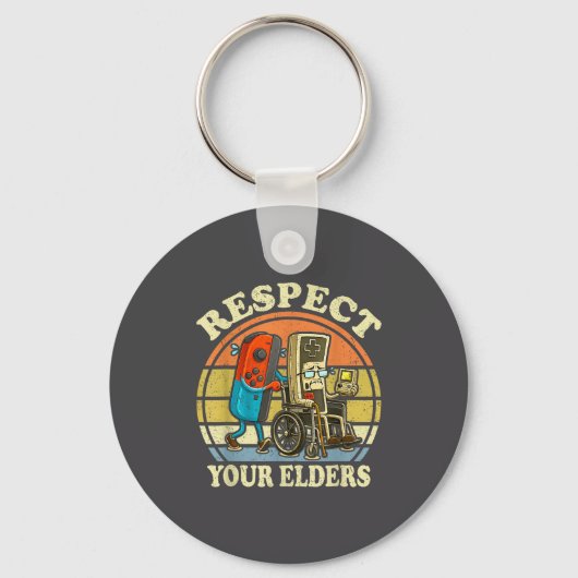 Respect Your Elders Retro Gaming Funny Controller  キーホルダー (正面)