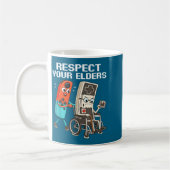Respect Your Elders Retro Gaming Funny Controller コーヒーマグカップ (左)
