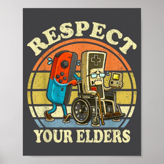 Respect Your Elders Retro Gaming Funny Controller  ポスター (正面)