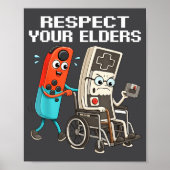 Respect Your Elders Retro Gaming Funny Controller  ポスター (正面)