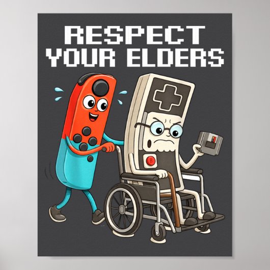 Respect Your Elders Retro Gaming Funny Controller  ポスター (正面)